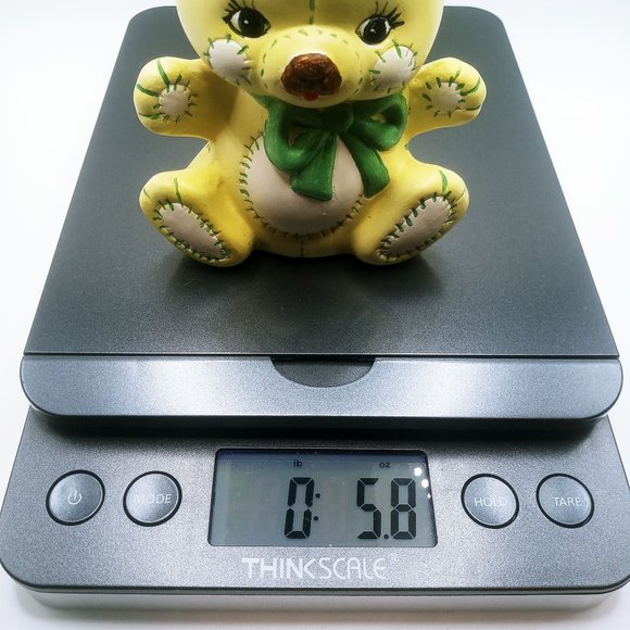 Decorative Ceramic Free Standing Rabbit Yellow Green White Design Green Bow - Picture 12 of 12